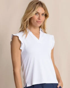Dayna Active Ruffle Polo Tank