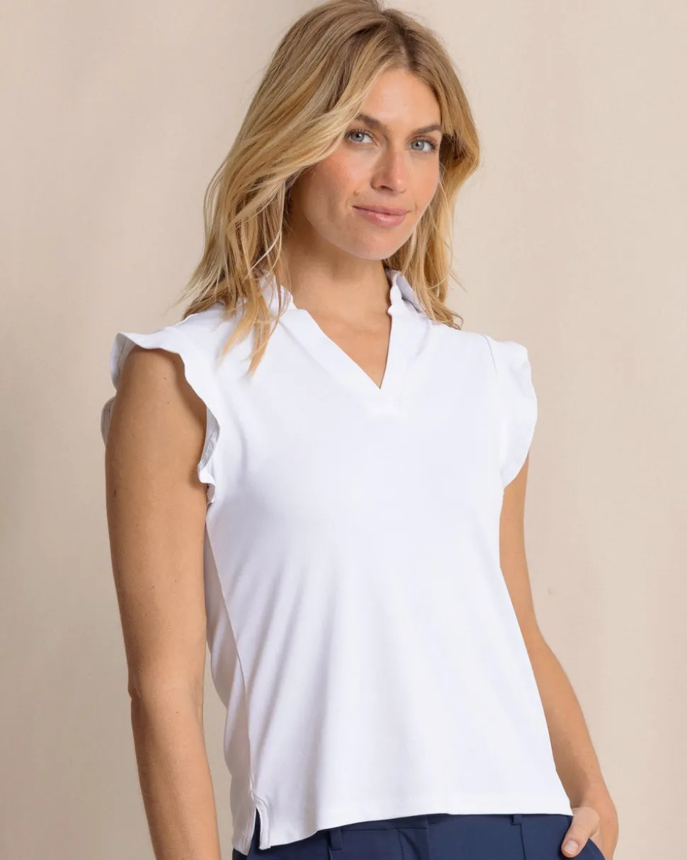 Dayna Active Ruffle Polo Tank