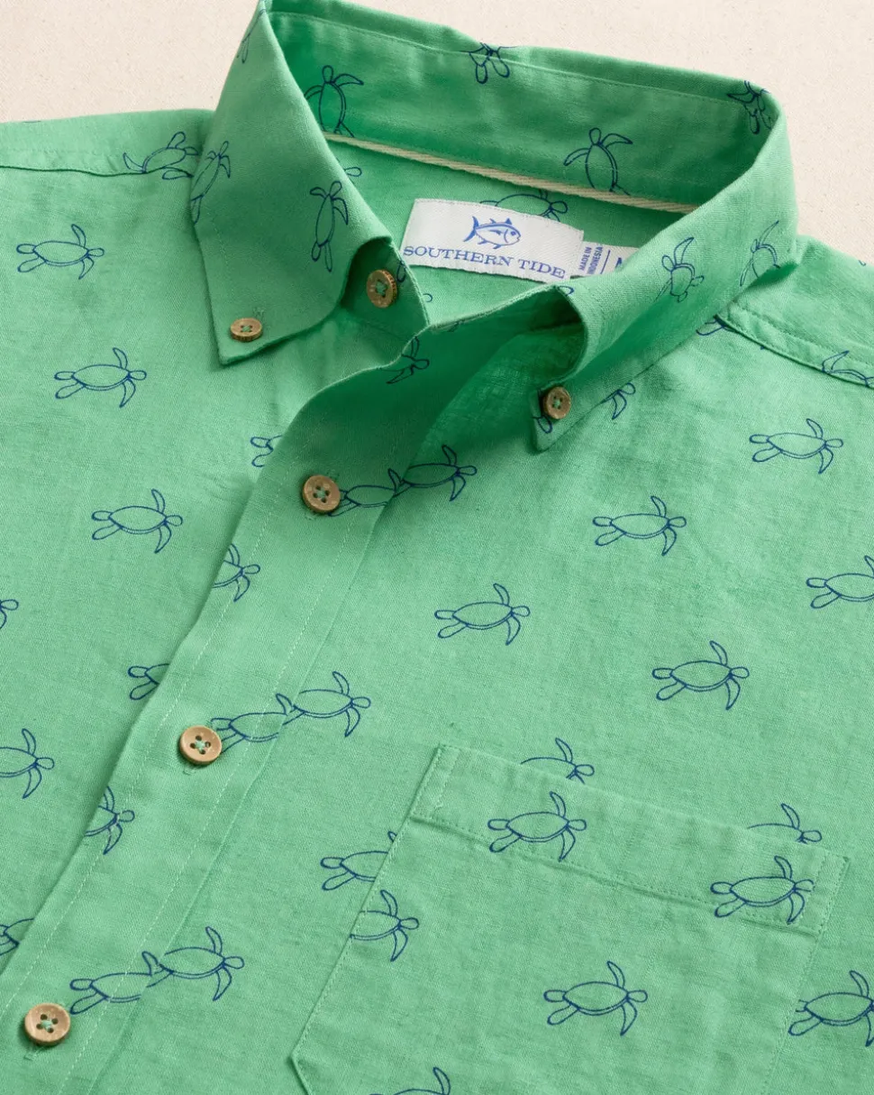 Turtle Cove Linen Rayon Short Sleeve Sport Shirt