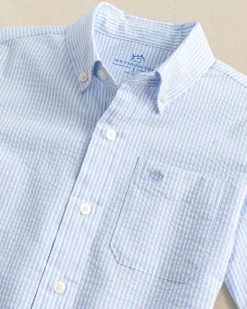 Boys Folly Field Seersucker Short Sleeve Sport Shirt