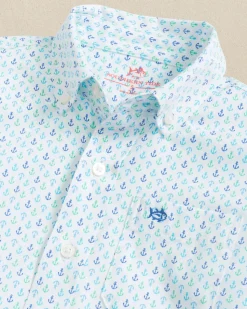 Boys Intercoastal Anchors Away Short Sleeve Sport Shirt